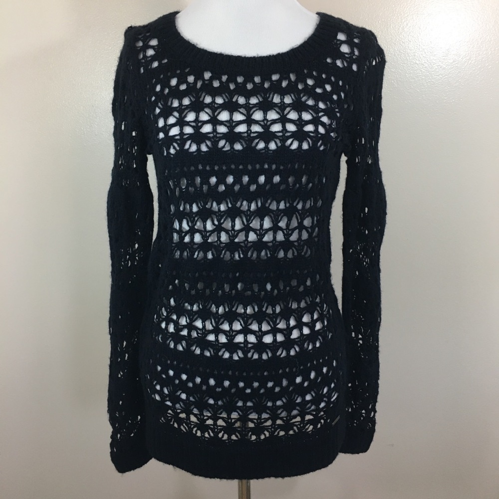 Hollister Navy Crotchet Sweater. Small NWT
